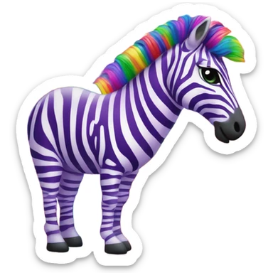Lisa frank rainbow zebra with glitter purple stripes sticker