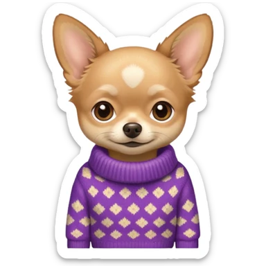 Tan chihuahua wearing a sweater sticker