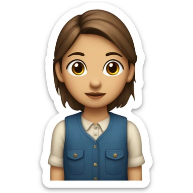 niña pelirroja con pelo mediano con pecas ojos marrones y un saco azul sticker