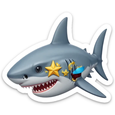 Tête Requin avec une vrai étoile dans 1 oeil sticker
