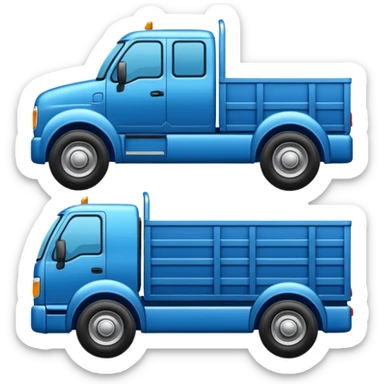 "iOS style truck emoji, big wheels with a cargo bed, smooth texture, no background" sticker