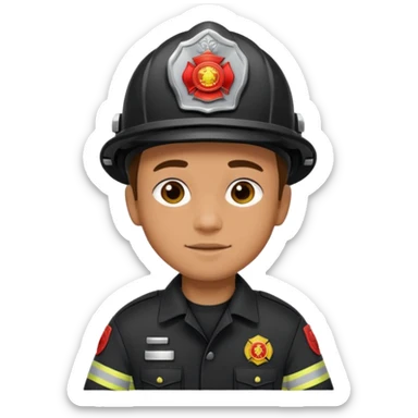 Firefighter with Black uniform sticker