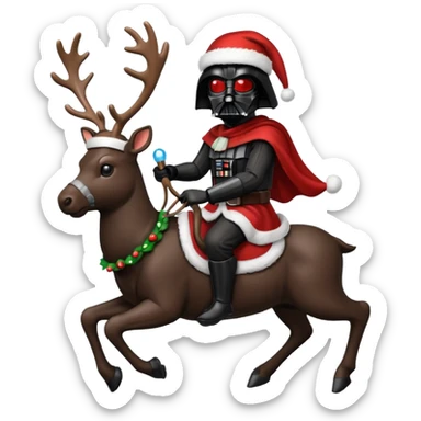 darth vader riding reindeer christmas sticker