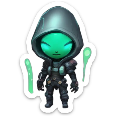 cyberpunk alien character desing scifi roguelike rpg style inspired by slay the spire digital art sticker