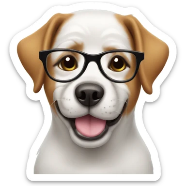 dog with glasses and ha sticker