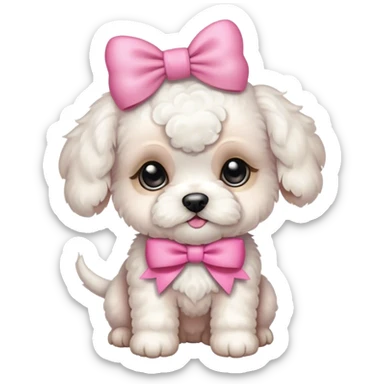 Schichon puppy pink bow sticker