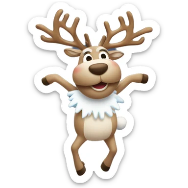 A reindeer dancing with snowflakes sticker