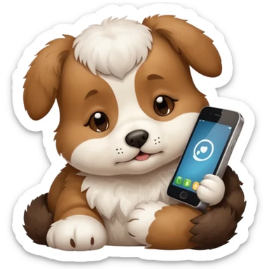 sleepy puppy with phone sticker