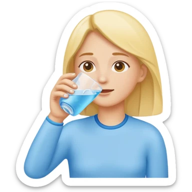 Emoji of a person drinking water, healthy and refreshing feeling, simple flat emoji style, bright colors, clean lines, no text, transparent background. sticker