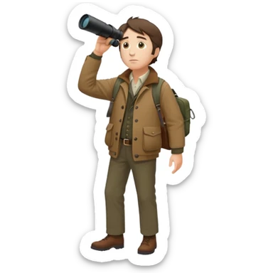henry David thoreau full body looking up  birdwatching with binoculars sticker