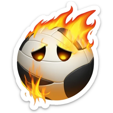 volleyball with fire showing passion sticker