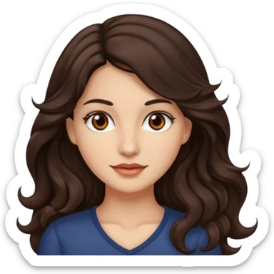 mujer pelo ondulado largo color marron oscuro, ojos marrones oscuros sticker