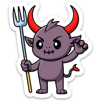 cute little demon with pitchfork sticker