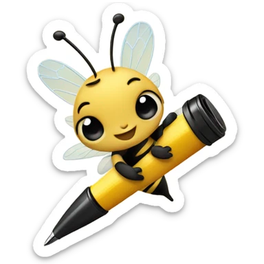 cute busy bee with pen sticker