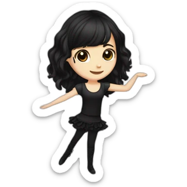 Caucasian-goth-girl-with-black-hair-and-brown-eyes--dancing sticker