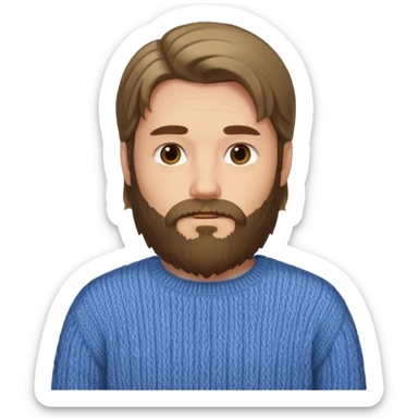 long hair bearded man sweater sticker