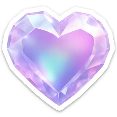 pastel iridescent crystal heart sticker