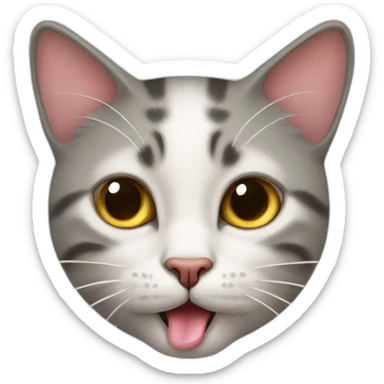 cat with tongue hanging out and crosses in eyes sticker
