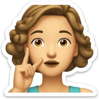Woman whistling with her thumb and finger in mouth, slanted eyebrows, closed eyes sticker
