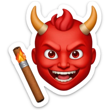 Emoji de diablo con sigarro en la boca sticker