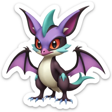Shiny Cute Noibat-Noivern-Silvally-Fakémon-hybrid-creature (full body)  sticker