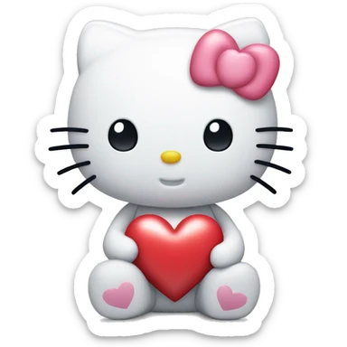 hello kitty with heart sticker