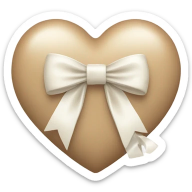 beige heart with white bow sticker