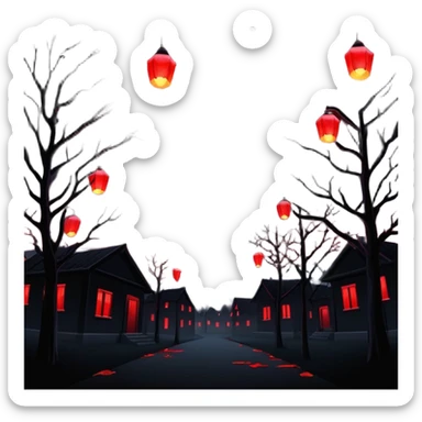 Edgy Black gloomy night sky crimson-blood-red glowing lights  Aesthetic scene scenery full picture decorations sticker