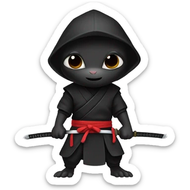 ninja black skin adult rat with katana sticker