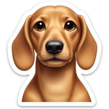 Boy tan and broan sausage dog with blue bow sticker