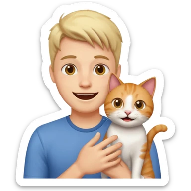 excited guy with a cat sticker
