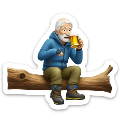 Old man ski bum drinking beers in trees  sticker
