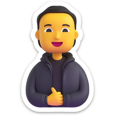 change the clothes to a black jacket, keep the 3d emoji style and slimmer face sticker