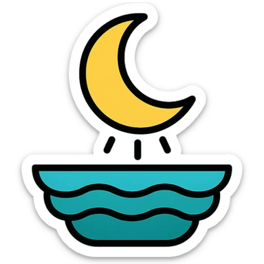 moon reflecting on the sea, style 8, lineal color icon with black outlines of moonlight on sea sticker