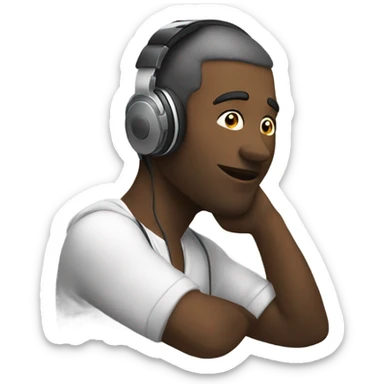 guy chilling with headphones with music loud sticker