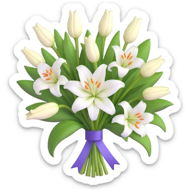 elegant bouquet of white lilies with ribbon sticker