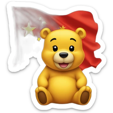 pooh in front of china flag sticker