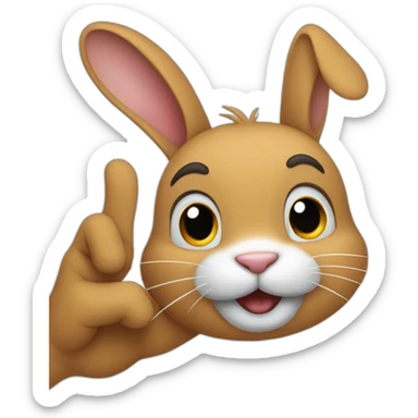 the rabbit smiles and waves its paw sticker