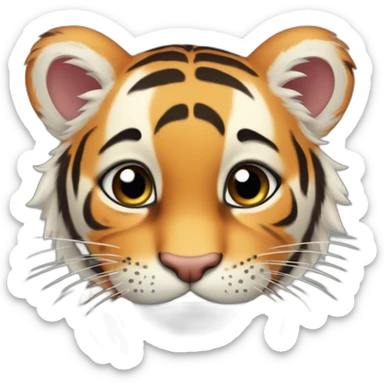 baby tiger with 2 teeth down sticker