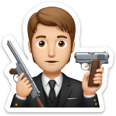 Mann zielt mit seiner Pistole auf seinen Kopf sticker