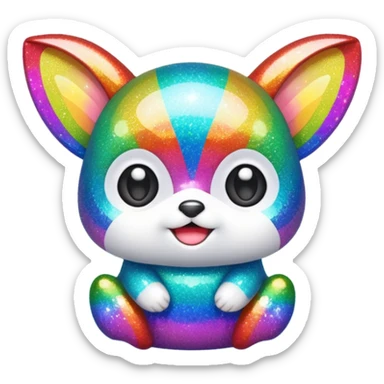 rainbow glitter gizmo  sticker