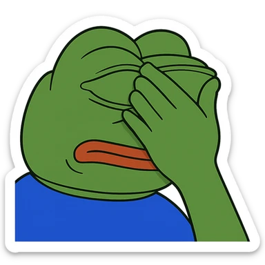 pepe the frog facepalming sticker