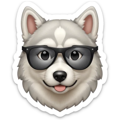 white/grey husky dog with black sunglasses sticker