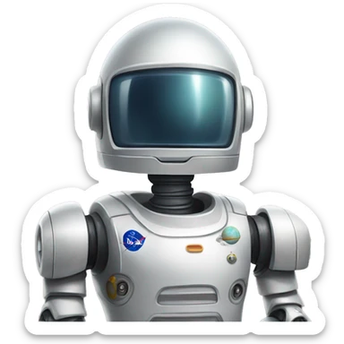 drawing of a robot named Avitus wearing an astronaut helmet sticker
