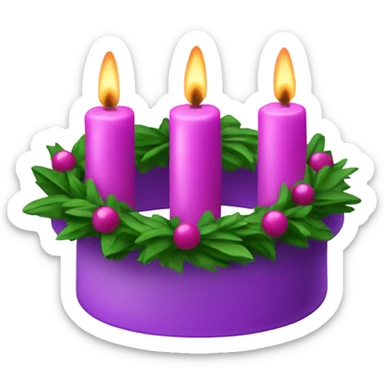advent wreath with 3 purple candles and 1 pink candle sticker