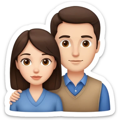 Brunette woman and man couple  sticker