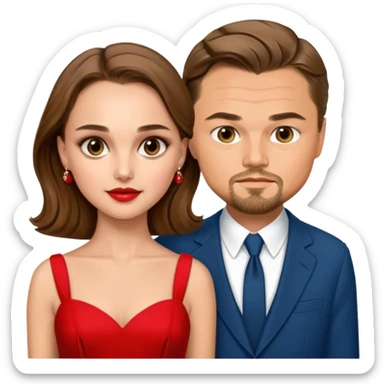 leonardo di caprio and Natalie Portman in a red dress sticker