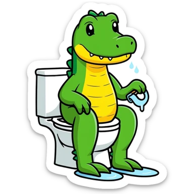 aligator peeing in toilet sticker