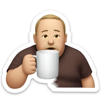 A fat man drinking from a cup sticker
