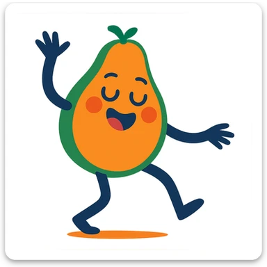 dancing papaya with expressive dance movement, vibrant and lively sticker